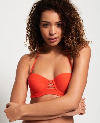 Superdry Femme Haut de Bikini Texturé à Balconnets Sophia Orange Taille: 36