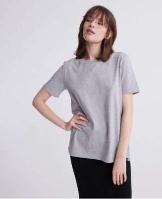 Superdry Femme T-shirt en Coton Biologique Standard Label Gris Taille: 36