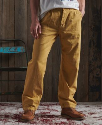 Superdry Homme Dry Pantalon Plissé Dry en Édition Limitée Jaune Taille: 34/32