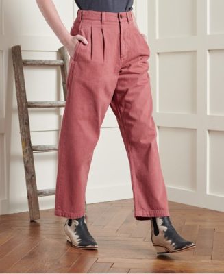 Superdry Femme Dry Pantalon Plissé Dry en Édition Limitée Rose Taille: 34