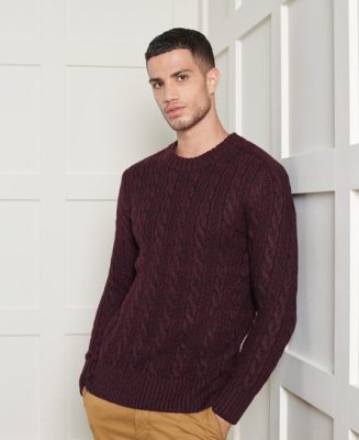 Superdry Homme Pull ras du cou Jacob Rouge Taille: Xxl