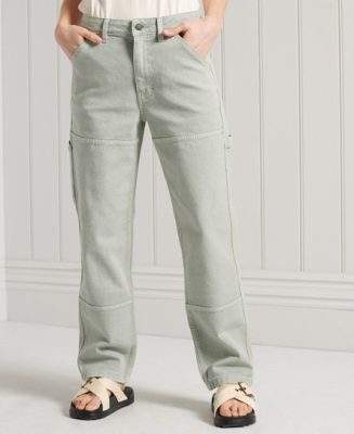 Superdry Femme Pantalon Carpenter Vert Taille: 28/30