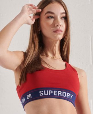Superdry Femme Haut Court Sportstyle Essential Rouge Taille: 36