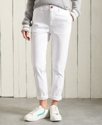 Superdry Femme Pantalon Chino Slim Blanc Taille: 26/30