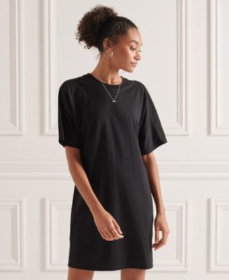Superdry Femme Robe T-shirt en Modale de Coton Noir Taille: 36