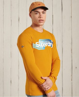 Superdry Homme Haut à Manches Longues Core Logo Cali Doré Taille: L