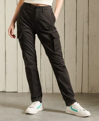 Superdry Femme Pantalon Cargo Slim Noir Taille: 24/30