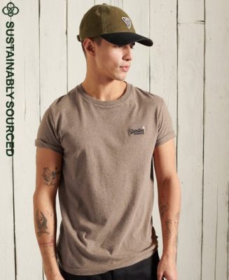 Superdry Homme T-shirt Brodé en Coton bio Marron Taille: XS
