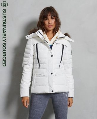 Superdry Femme Veste Matelassée Glacier Blanc Taille: 38