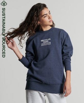 Superdry Femme Sweat Ras-du-cou Recycled City Bleu Taille: S/M