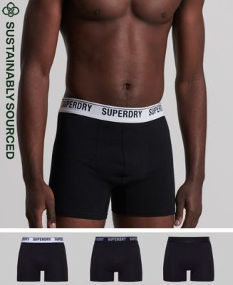 Superdry Homme Lot de Trois Caleçons en Coton bio Noir Taille: M