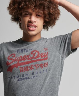 Superdry Homme T-shirt Classique Vintage Logo Gris Taille: S