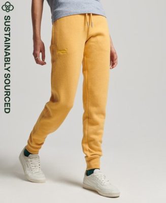 Superdry Femme Pantalon de Survêtement Brodé Vintage Logo en Coton bio Jaune Taille: 38