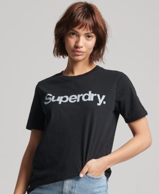 Superdry Femme T-shirt Core Logo Noir Taille: 38