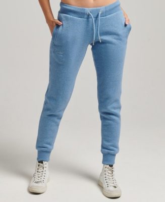 Superdry Femme Pantalon de Jogging Essential Logo en Coton bio Bleu Taille: 40