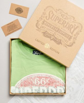Superdry Homme T-shirt Classique Vintage 07 Rework Édition Limitée Vert Taille: L