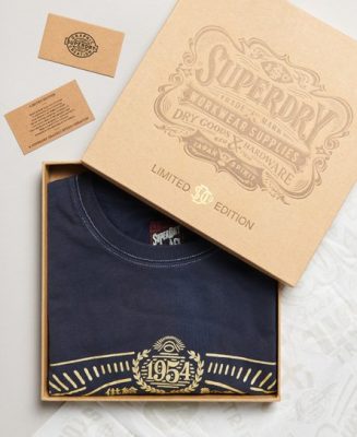 Superdry Homme T-shirt Classique Vintage 07 Rework Édition Limitée Bleu Foncé Taille: Xxl