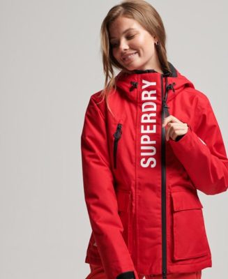 Superdry Femme Sport Veste Ski Rescue Rouge Taille: 36