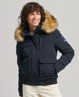 Superdry Femme Bomber Aviateur Everest Bleu Marine Taille: 44