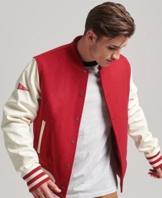 Superdry Homme Bomber College Varsity Rouge Taille: XL