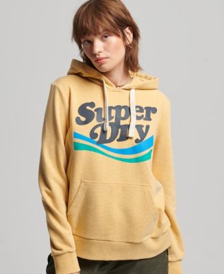 Superdry Femme Sweat à Capuche à Motif Arc-en-ciel et Logo Jaune Taille: 38