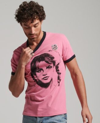 Superdry Homme T-shirt à Motif et Bordures Contrastantes Ringspun Allstars BS Rose Taille: XL