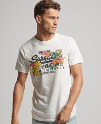 Superdry Homme T-shirt Japanese Graphic Logo Blanc Taille: L