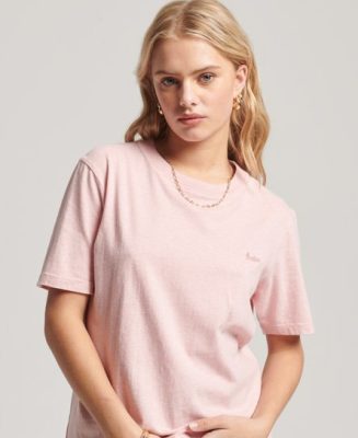 Superdry Femme T-shirt Brodé Vintage Logo en Coton bio Rose Taille: 42
