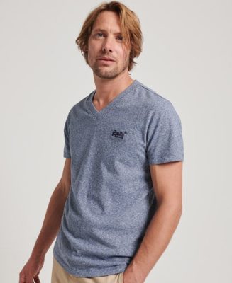 Superdry Homme T-shirt à col V et Logo Essential en Coton bio Bleu Clair Taille: S