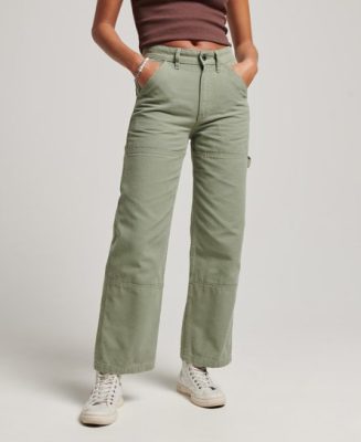 Superdry Femme Pantalon Carpenter Taille Haute Vert Taille: 27/32