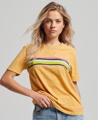 Superdry Femme T-shirt Vintage Great Outdoors Jaune Taille: 40