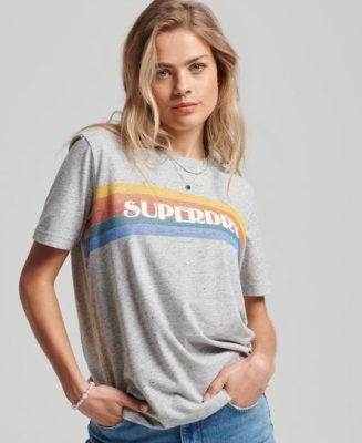 Superdry Femme T-shirt Vintage Great Outdoors Gris Taille: 36