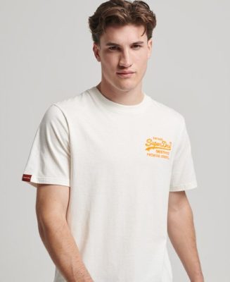 Superdry Homme T-shirt Vintage Logo Neon CRÈME Taille: Xxxl