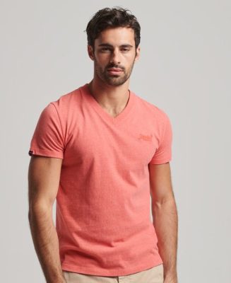 Superdry Homme T-shirt à col V et Logo Essential en Coton bio Corail Taille: M