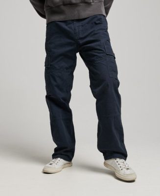 Superdry Homme Pantalon Cargo Baggy en Coton Biologique Bleu Marine Taille: 31/32