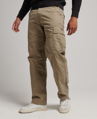 Superdry Homme Pantalon Cargo Baggy en Coton Biologique Beige Taille: 33/32