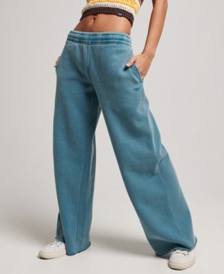 Superdry Turquoise Femme Pantalon de Survêtement Droit Délavé