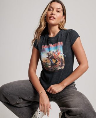 Superdry Femme Impression Graphique T-Shirt À Mancherons Iron Maiden