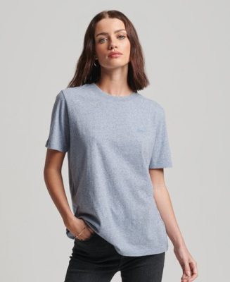 Superdry Femme T-shirt Brodé Vintage Logo en Coton bio Bleu Clair Taille: 36
