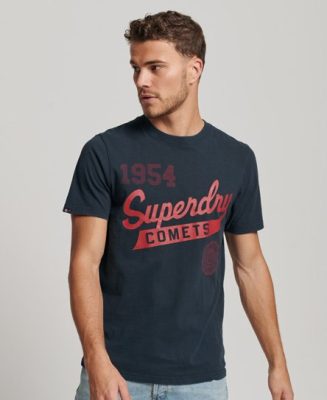 Superdry Homme T-shirt Vintage Home Run Bleu Marine Taille: S