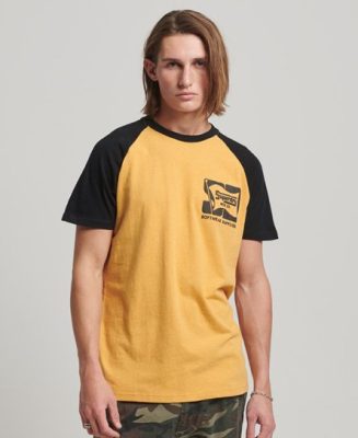 Superdry Homme T-shirt à Manches Raglan en Coton bio Jaune Taille: XL