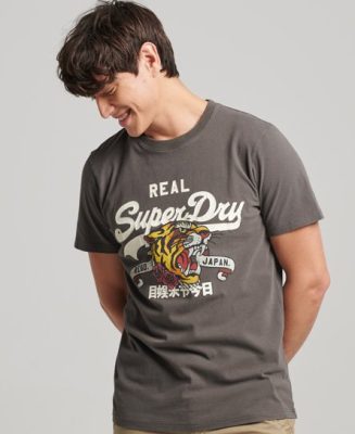 Superdry Homme T-shirt Vintage Logo Narrative Gris Foncé Taille: S