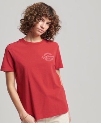 Superdry Femme T-shirt Downtown Script Vintage Rouge Taille: 36
