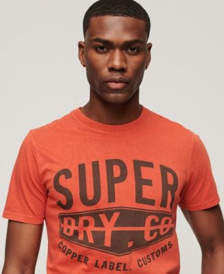 Superdry Homme T-shirt Vintage Copper Label en Coton Biologique Orange Taille: XL