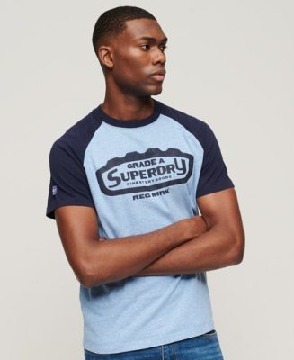 Superdry Homme T-shirt à Manches Raglan en Coton bio Bleu Taille: S