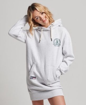 Superdry Femme Robe Sweat à Capuche Track & Field Gris Clair Taille: 36
