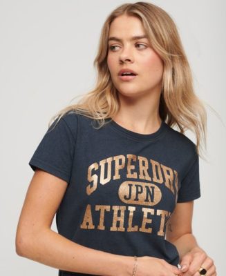 Superdry Dames Impression De Logos T-Shirt À Motif College Scripted