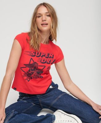 Superdry Femme T-shirt Roller Disco Rouge Taille: 40