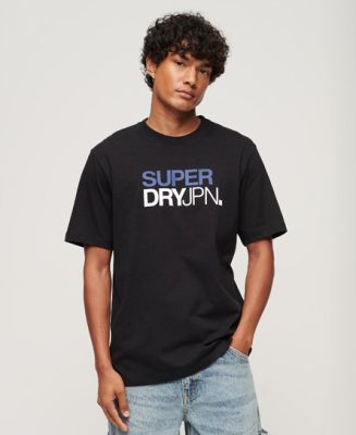 Superdry Homme T-shirt Ample à Logo Sportswear Noir Taille: Xxl