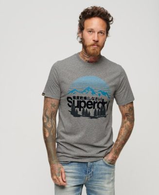 Superdry Homme T-shirt Core Logo Great Outdoors Gris Foncé Taille: Xxl